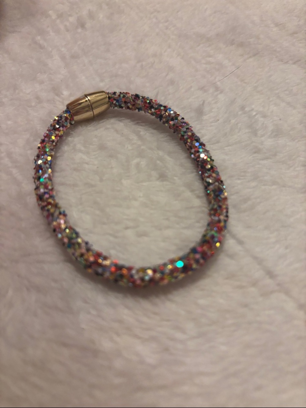 Multicolor Glitter Tube Bracelet with Gold Clasp